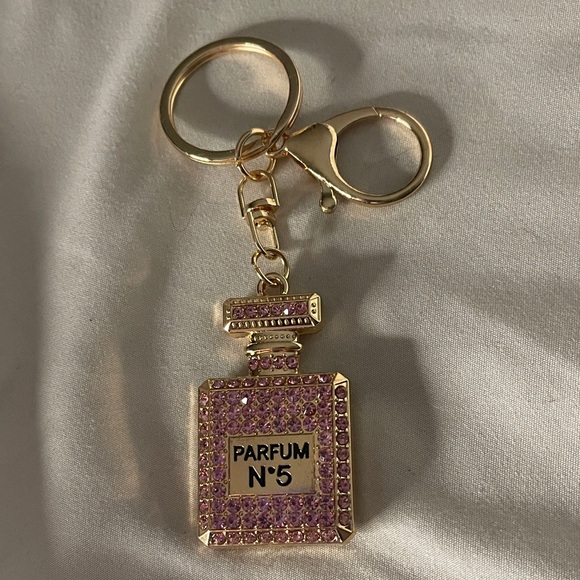 Unbranded Other - Quality Bag Charm Gold and Pink Parfum N°5 Keychain or Bag Charm
